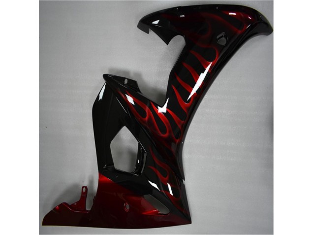 Plástico Moto R6 2003-2005 - Negro Rojo Llama Plástico Moto R6 2003-2005 - Negro Rojo Llama