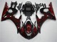 Plástico Moto R6 2003-2005 - Negro Rojo Llama Plástico Moto R6 2003-2005 - Negro Rojo Llama